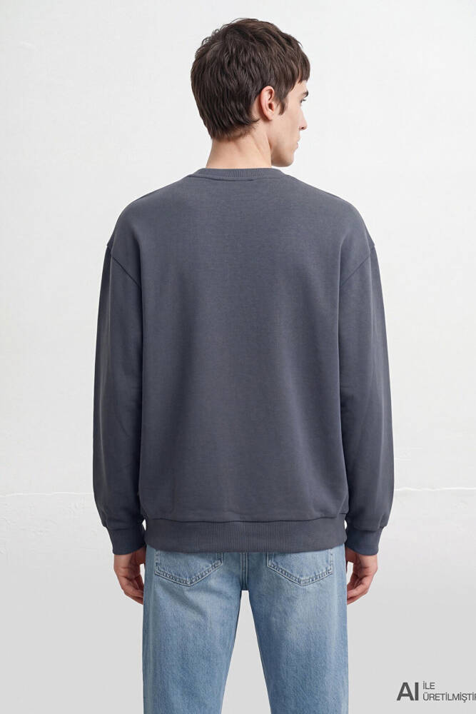 Erkek Mavi Logo Sweat 0S10659-80776 Gri  - 5