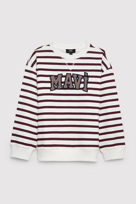 Erkek Mavi Logo Sweat 6S20067-A6605 Bordo (1)
