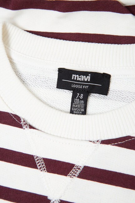 Erkek Mavi Logo Sweat 6S20067-A6605 Bordo - 4