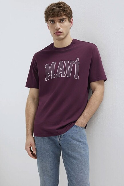 Erkek Mavi Logo Tişört 0611711-70434 Bordo (2)