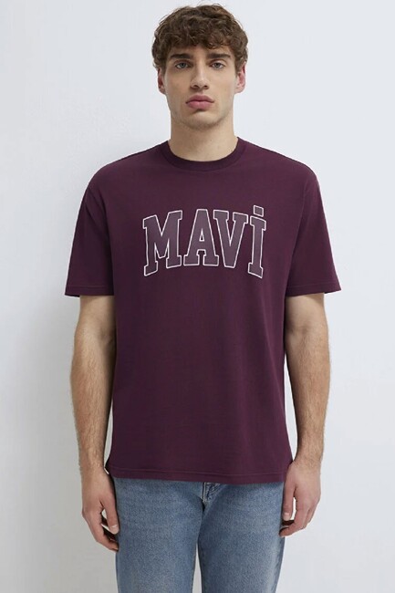 Erkek Mavi Logo Tişört 0611711-70434 Bordo (3)