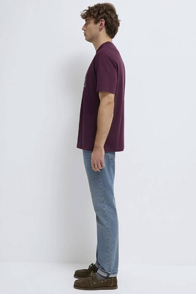 Erkek Mavi Logo Tişört 0611711-70434 Bordo 