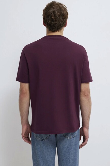 Erkek Mavi Logo Tişört 0611711-70434 Bordo - Thumbnail