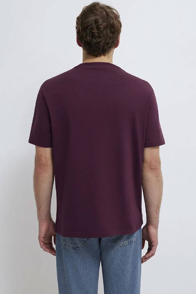 Erkek Mavi Logo Tişört 0611711-70434 Bordo 