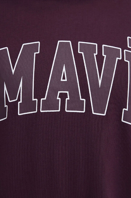 Erkek Mavi Logo Tişört 0611711-70434 Bordo - Thumbnail