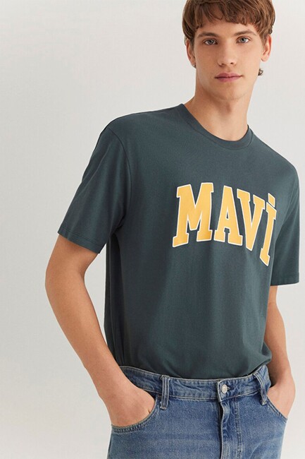 Erkek Mavi Logo Tişört 0611711-71598 Yeşil (1)