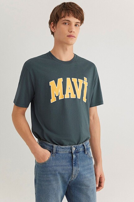 Erkek Mavi Logo Tişört 0611711-71598 Yeşil (3)