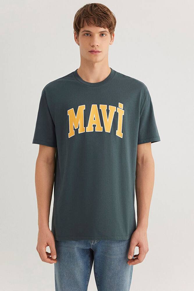 Erkek Mavi Logo Tişört 0611711-71598 Yeşil 