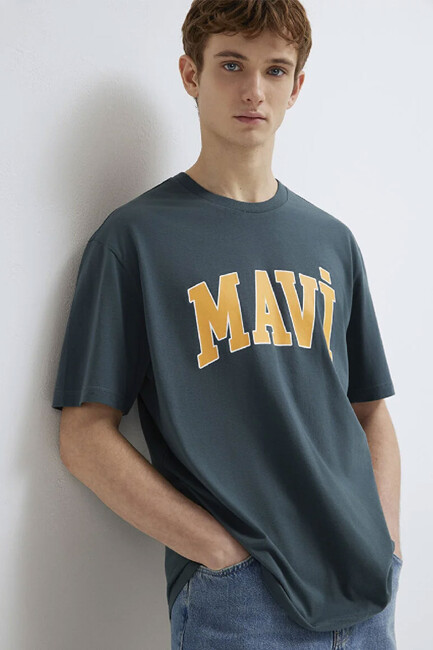 Erkek Mavi Logo Tişört 0611711-71598 Yeşil (1)