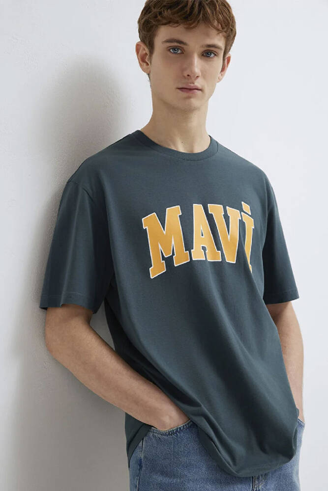 Erkek Mavi Logo Tişört 0611711-71598 Yeşil 