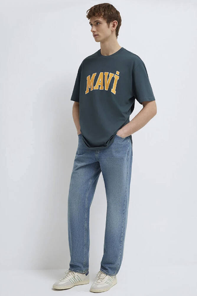 Erkek Mavi Logo Tişört 0611711-71598 Yeşil 