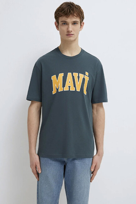 Erkek Mavi Logo Tişört 0611711-71598 Yeşil - Thumbnail
