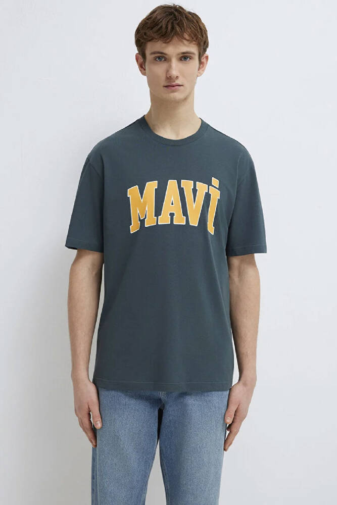 Erkek Mavi Logo Tişört 0611711-71598 Yeşil 