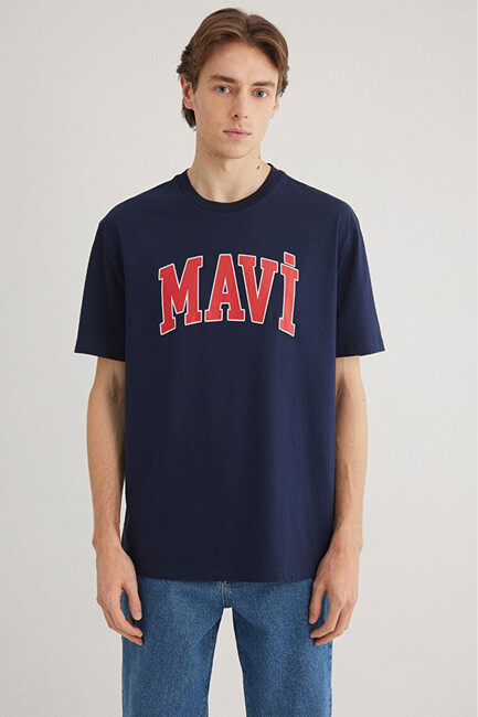 Erkek Mavi Logo Tişört 0611711-84371 Lacivert (1)