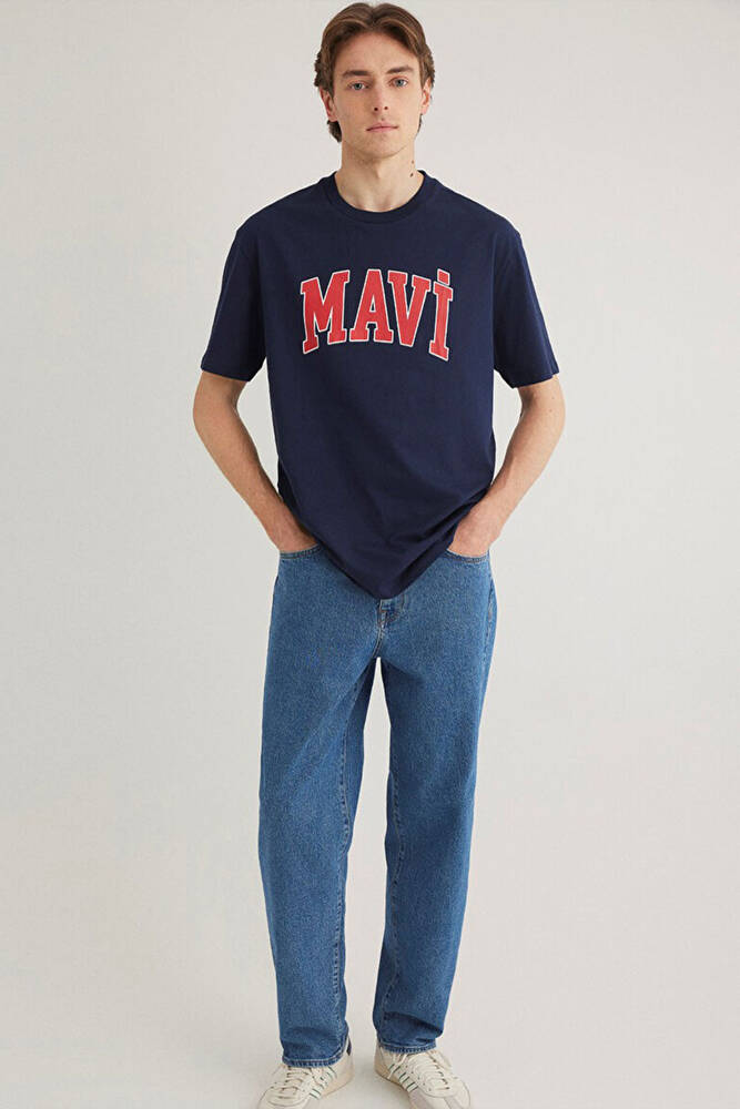 Erkek Mavi Logo Tişört 0611711-84371 Lacivert 