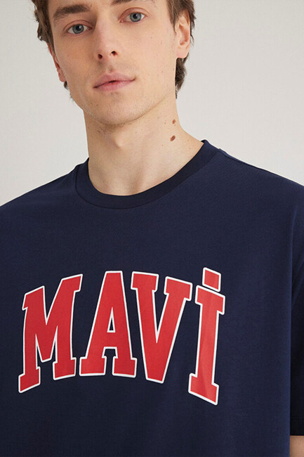 Erkek Mavi Logo Tişört 0611711-84371 Lacivert - Thumbnail