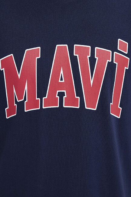 Erkek Mavi Logo Tişört 0611711-84371 Lacivert - Thumbnail