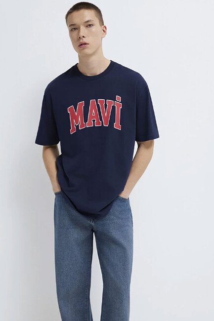 Erkek Mavi Logo Tişört 0611711-84371 Lacivert (1)