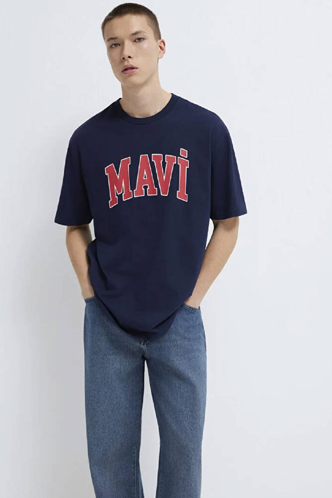 Erkek Mavi Logo Tişört 0611711-84371 Lacivert 