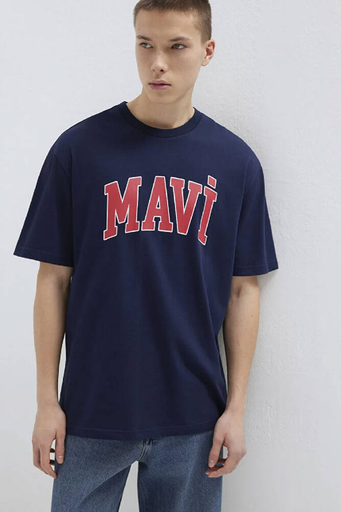 Erkek Mavi Logo Tişört 0611711-84371 Lacivert 