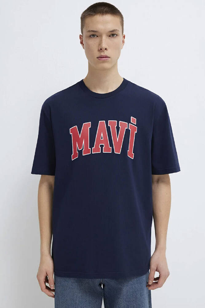 Erkek Mavi Logo Tişört 0611711-84371 Lacivert 