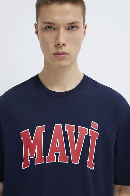 Erkek Mavi Logo Tişört 0611711-84371 Lacivert - Thumbnail