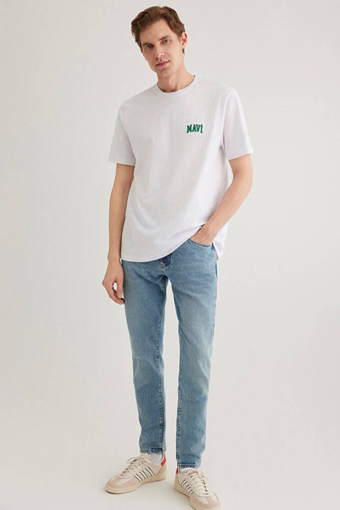 Erkek Mavi Logo Tişört 0611714-620 Beyaz 