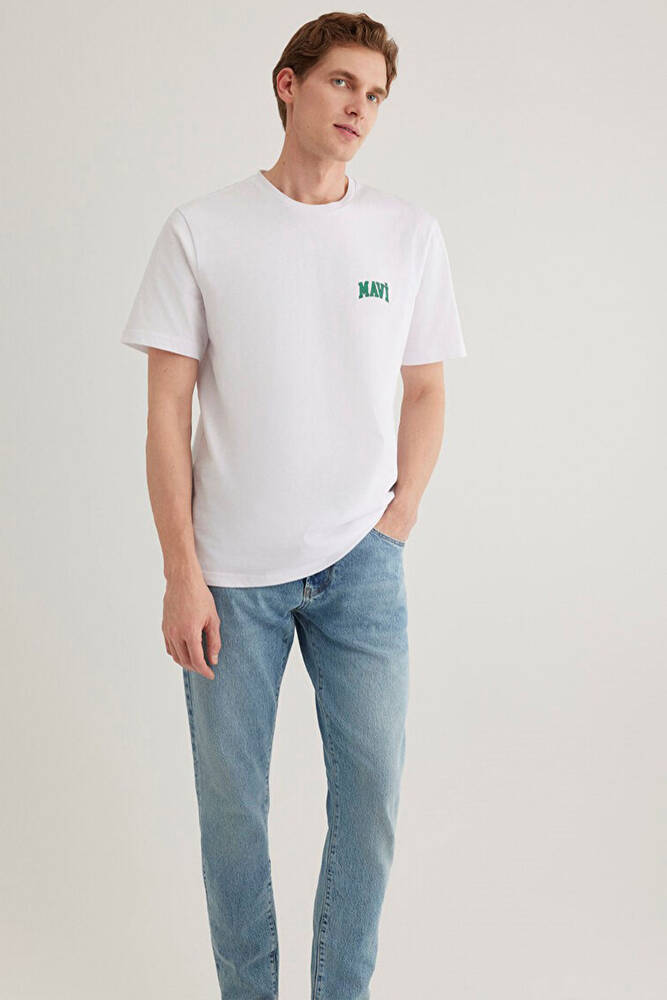 Erkek Mavi Logo Tişört 0611714-620 Beyaz 