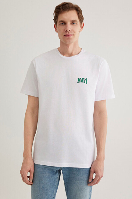 Erkek Mavi Logo Tişört 0611714-620 Beyaz - Thumbnail