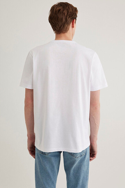 Erkek Mavi Logo Tişört 0611714-620 Beyaz - Thumbnail