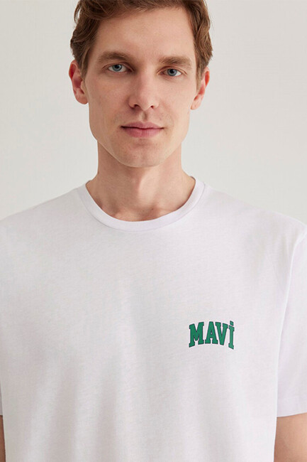 Erkek Mavi Logo Tişört 0611714-620 Beyaz - Thumbnail