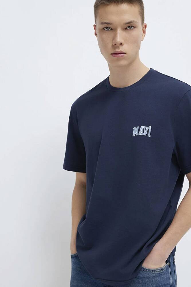 Erkek Mavi Logo Tişört 0611714-70497 Lacivert 