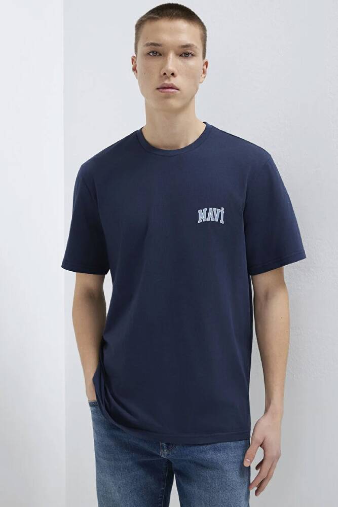 Erkek Mavi Logo Tişört 0611714-70497 Lacivert 