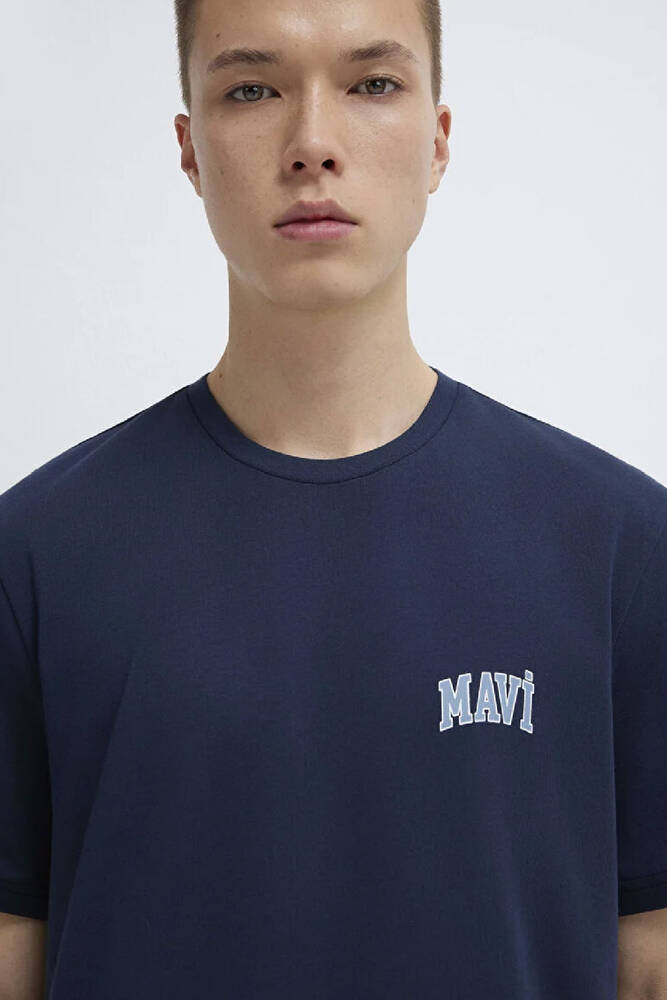 Erkek Mavi Logo Tişört 0611714-70497 Lacivert 