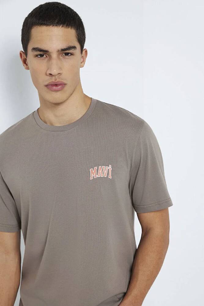 Erkek Mavi Logo Tişört 0611714-87875 Kahve 