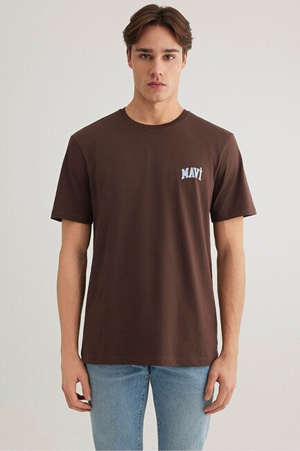 Erkek Mavi Logo Tişört 0611714-88067 Kahve (2)