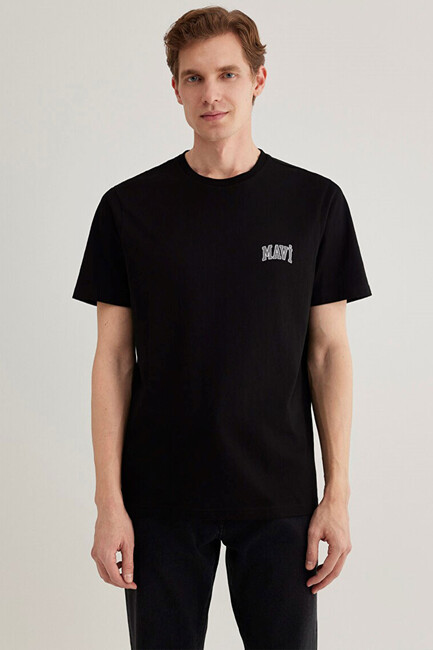 Erkek Mavi Logo Tişört 0611714-900 Siyah - Thumbnail