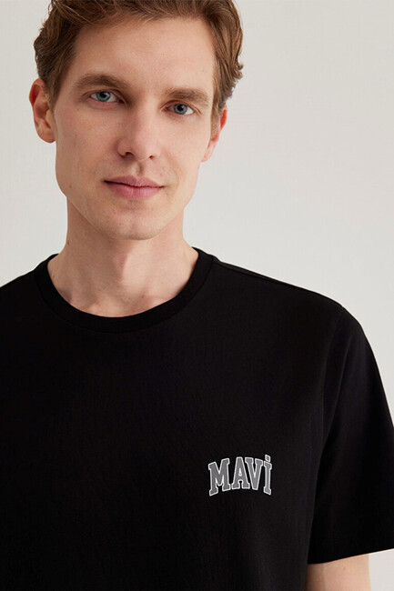 Erkek Mavi Logo Tişört 0611714-900 Siyah - Thumbnail