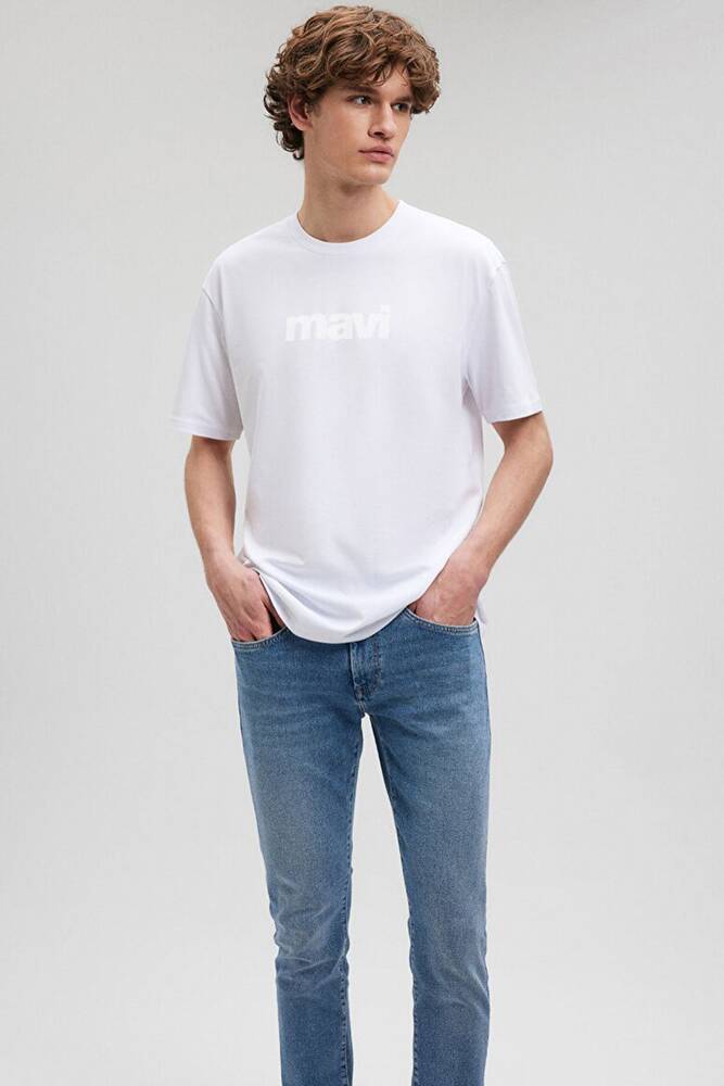 Erkek Mavi Logo Tişört 0611807-620 Beyaz 