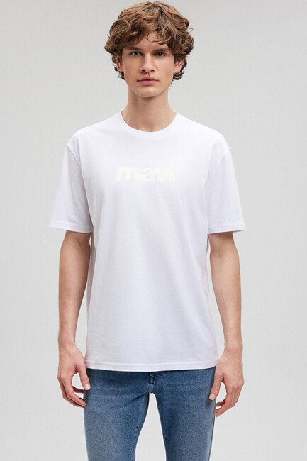 Erkek Mavi Logo Tişört 0611807-620 Beyaz (1)