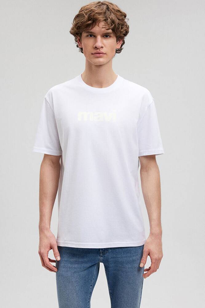 Erkek Mavi Logo Tişört 0611807-620 Beyaz 