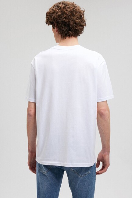 Erkek Mavi Logo Tişört 0611807-620 Beyaz - Thumbnail