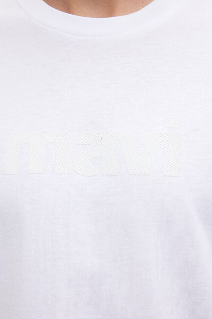 Erkek Mavi Logo Tişört 0611807-620 Beyaz - Thumbnail