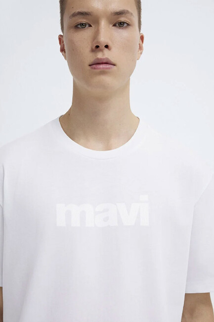 Erkek Mavi Logo Tişört 0611807-620 Beyaz (1)
