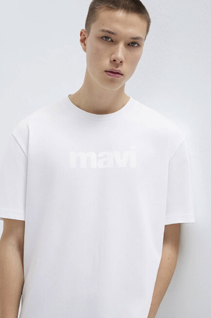 Erkek Mavi Logo Tişört 0611807-620 Beyaz (2)