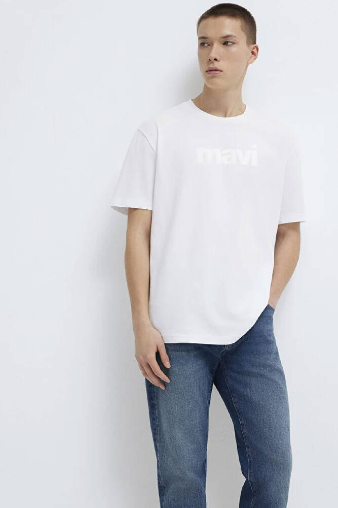 Erkek Mavi Logo Tişört 0611807-620 Beyaz 