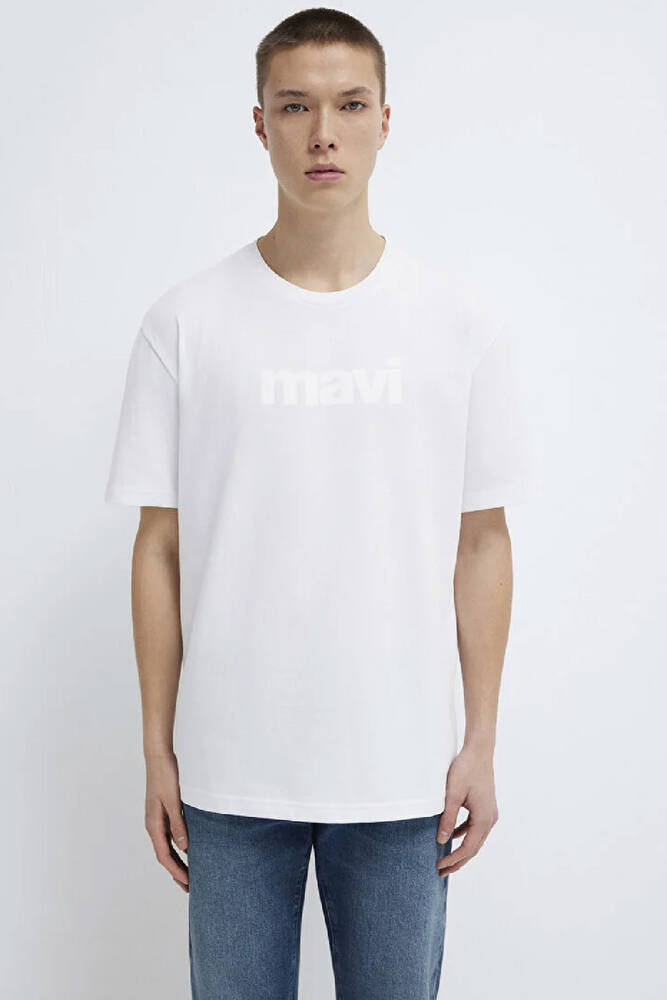 Erkek Mavi Logo Tişört 0611807-620 Beyaz 