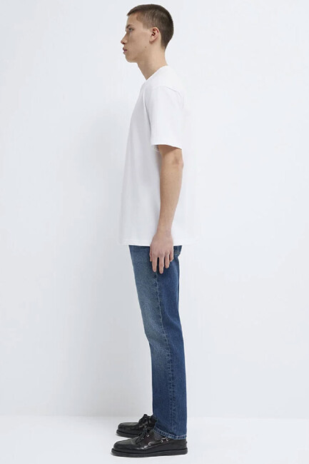 Erkek Mavi Logo Tişört 0611807-620 Beyaz - Thumbnail