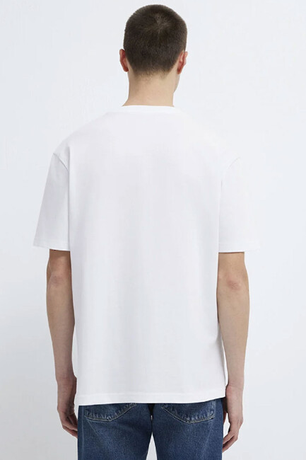 Erkek Mavi Logo Tişört 0611807-620 Beyaz - Thumbnail