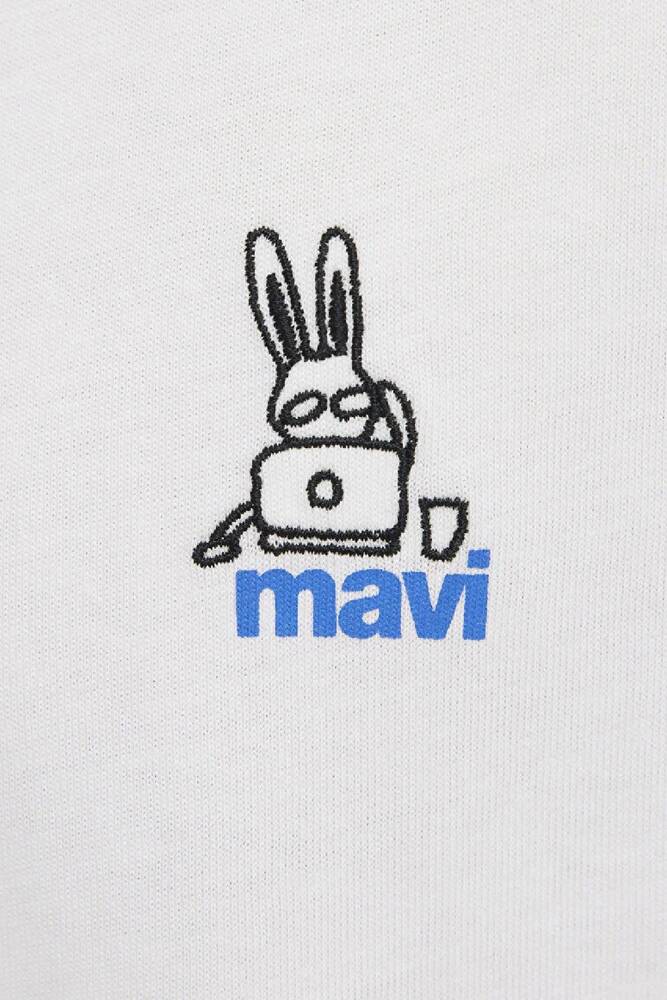Erkek Mavi Logo Tişört 0613178-70057 Beyaz 